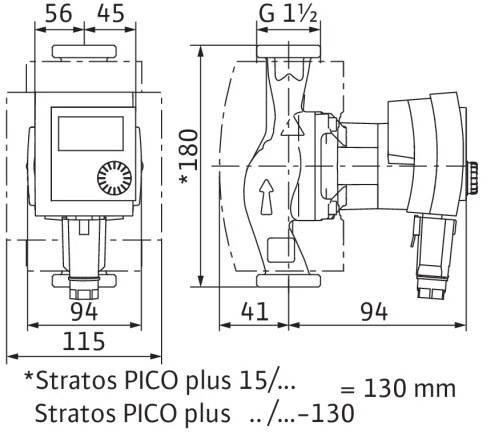 Wilo Hocheffizienzpumpe Yonos PICO plus Typ 25/1-6, Rp 1Zoll, 180mm-4