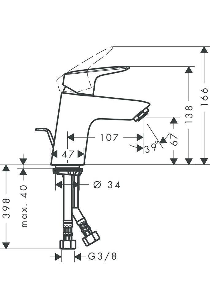 hansgrohe Logis Einhebel-Waschtischmischer 70mm 5l/min Chrom mit Metall-Zugstangen-Garnitur-2