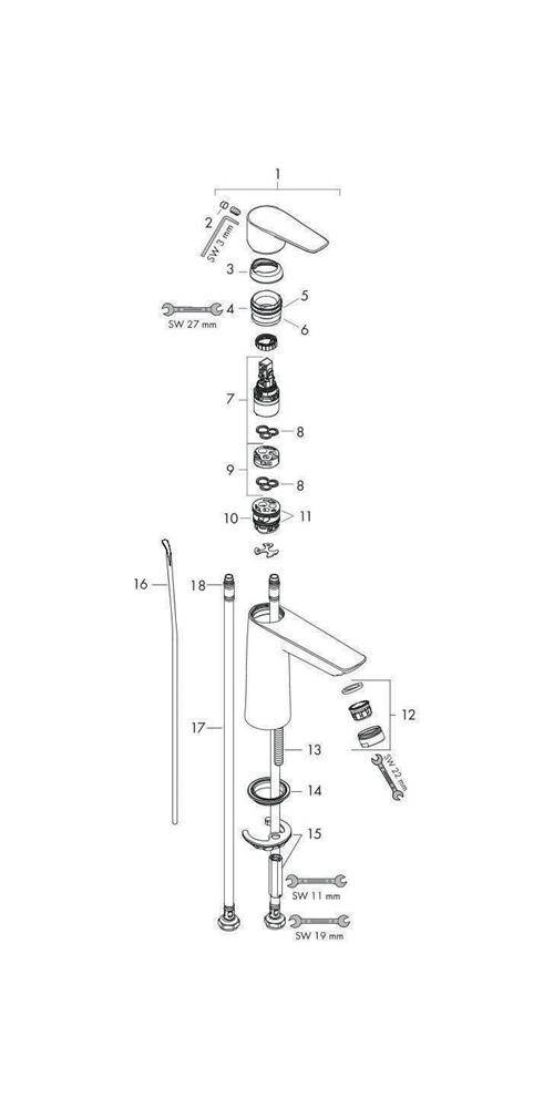 Hansgrohe Talis E Einhebel-Waschtischmischer 110mm 5l/min Mattschwarz mit Zugstangen-Garnitur-2