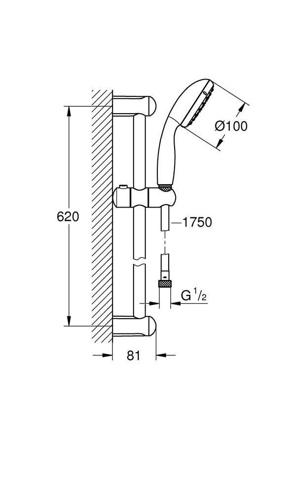 GROHE Brausestangenset Tempesta 100 001 60cm 2 Strahlart o DF-Begr-1