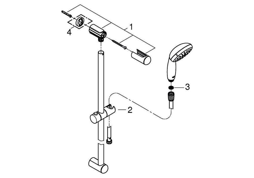 GROHE Brausestangenset Tempesta 100 001 60cm 2 Strahlart o DF-Begr-3