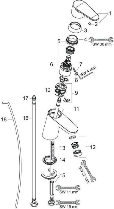 Hansgrohe Focus Einhebel-Waschtischmischer 70mm 5l/min mit Zugstangen-Garnitur, Chrom-2