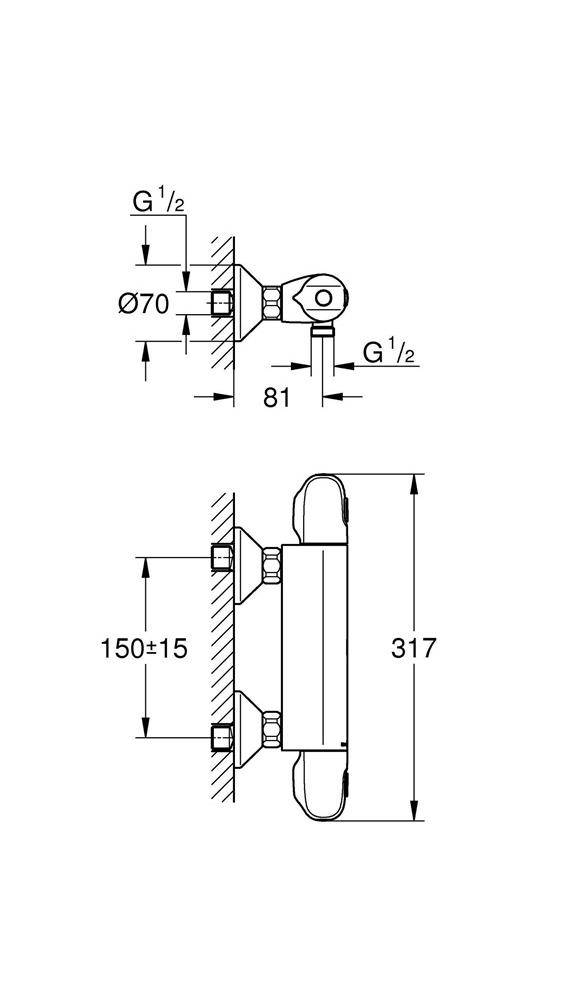 GROHE Thermostat-Brausebatterie GROHTHERM 1000 chr-1