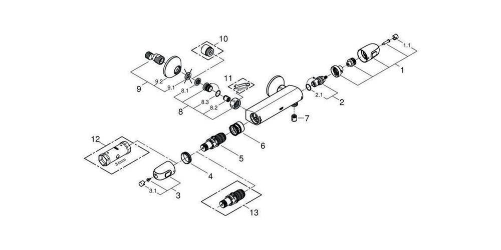 GROHE Thermostat-Brausebatterie GROHTHERM 1000 chr-3