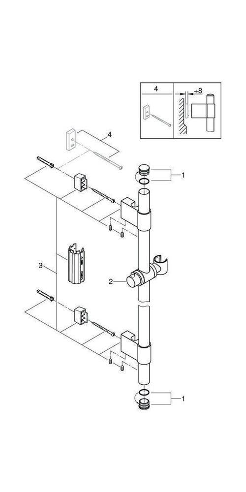Grohe Rainshower Brausestange, 1150mm, mit FastFixation Plus, Chrom, 27136001-3