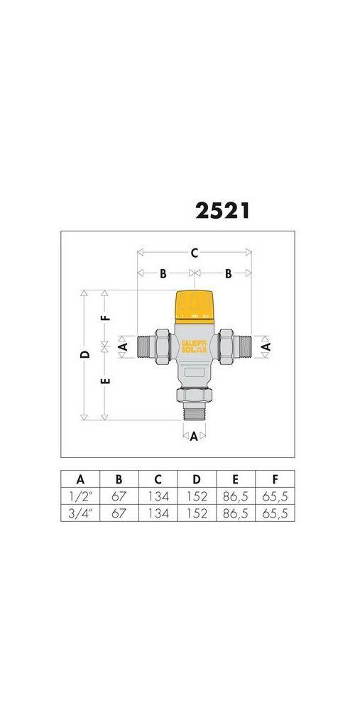 CALEFFI 252153 Solar-Thermomischer 252 für Eingangstemperaturen bis 100 GrC 3/4Z-2