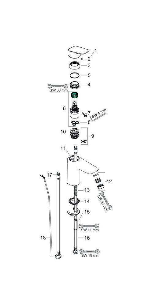 hansgrohe Logis Einhebel-Waschtischmischer 100mm 5l/min Chrom mit Metall-Zugstangen-Garnitur-2
