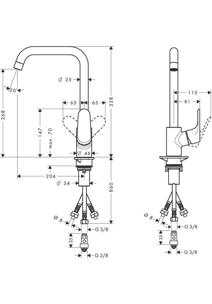 Einhebel-Küchenmischer 260 FOCUS DN 15 f offene Heißwasserbereiter chrom-1