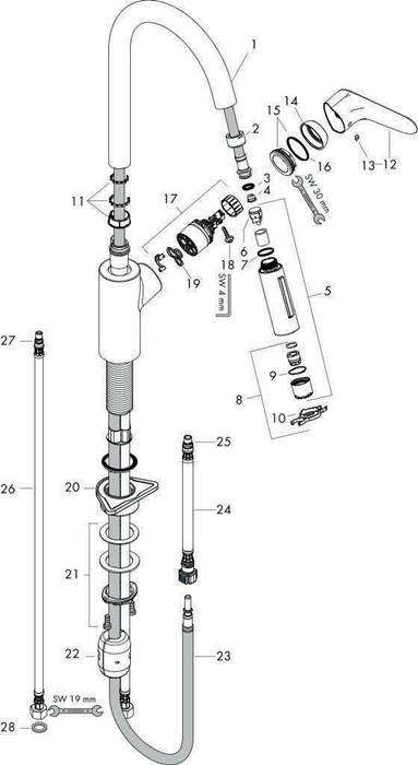 hansgrohe HG Einhebel-Spültischmischer FOCUS 240 mit Ausziehbrause-1