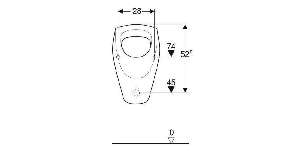 GEBERIT Renova Urinal, Zulauf von oben Abgang nach hinten oder unten, weiß-1
