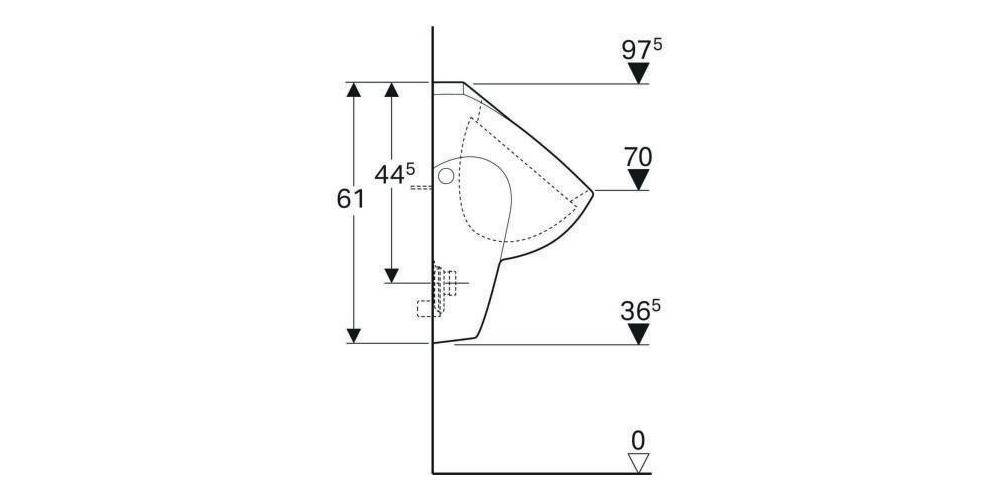 GEBERIT Renova Urinal, Zulauf von oben Abgang nach hinten oder unten, weiß-2