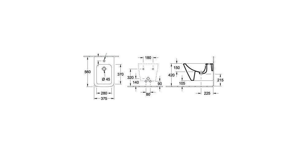 Villeroy & Boch Bidet Finion 320x375x560mm Rechteck wandhängend Weiß Alpin CeramicPlus-3