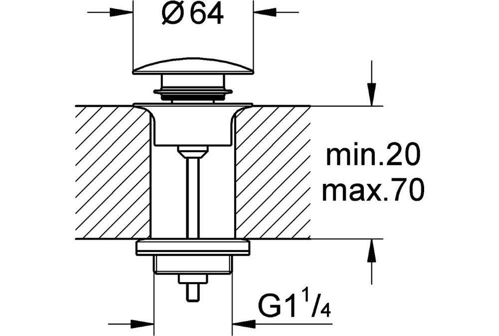 Grohe Ablaufgarnitur mit Klickverschluss, herausnehmbarer Stopfen, verschließbar, Supersteel, 65807DC0-4