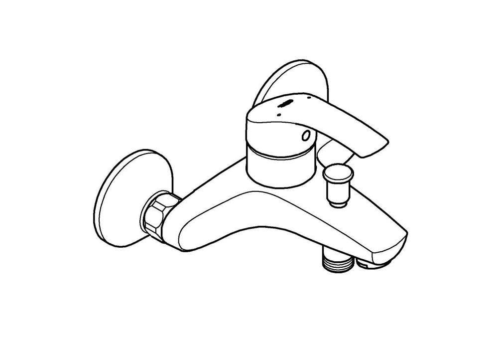 Grohe Eurosmart Einhand-Wannenbatterie, Wandmontage, Chrom, 33300002-1