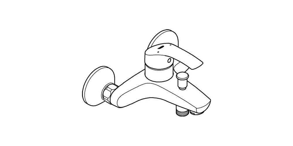 Grohe Eurosmart Einhand-Wannenbatterie, Wandmontage, Chrom, 33300002-4