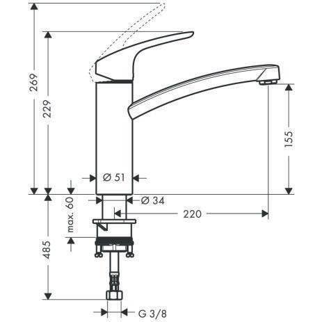 HG Einhebel-Küchenmischer 160 FOCUS DN 15 Edelstahl-Optik-4