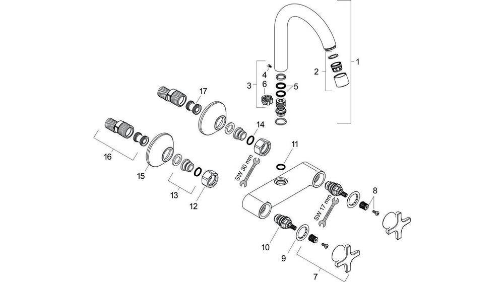 hansgrohe HG 2-Griff-Spültischmischer LOGIS CLASSI DN 15, Wandmontage-2