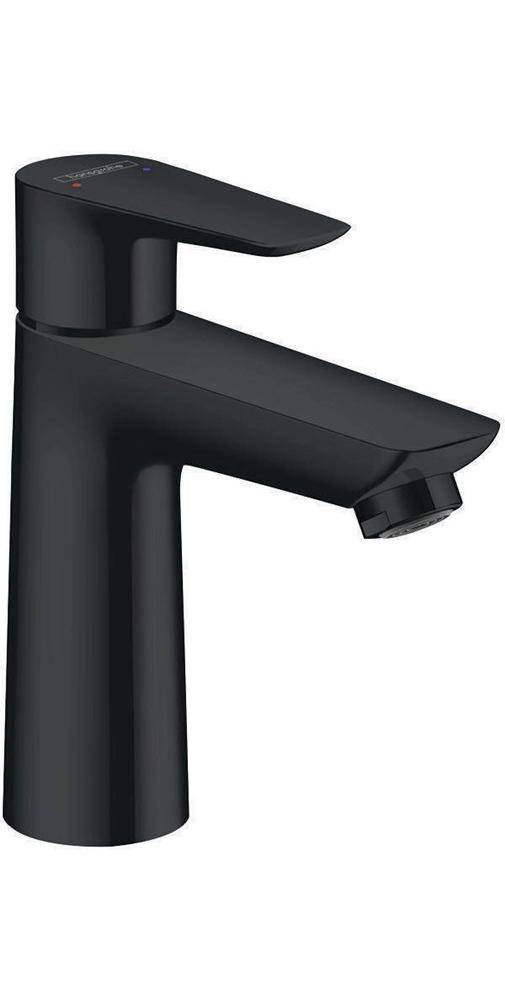 Hansgrohe Talis E Einhebel-Waschtischmischer 110mm 5l/min Mattschwarz mit Zugstangen-Garnitur