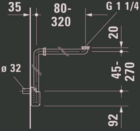 Duravit Raumsparsiphon weiß, 1 1/4Zoll-1