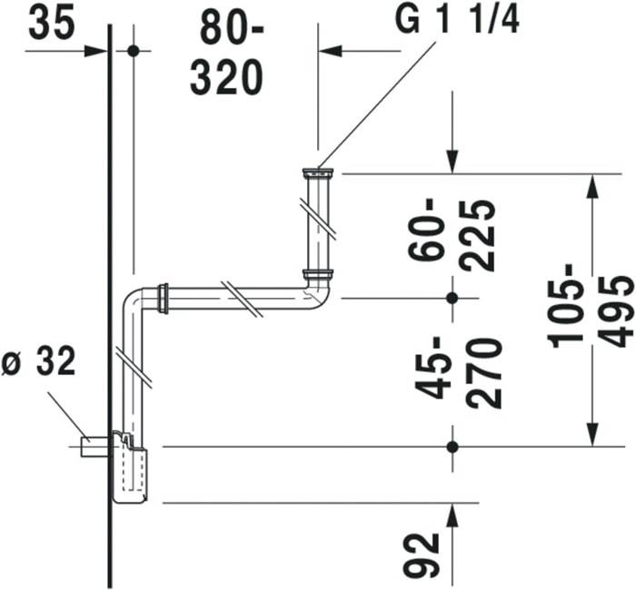 Duravit Raumsparsiphon weiß, 1 1/4Zoll-2