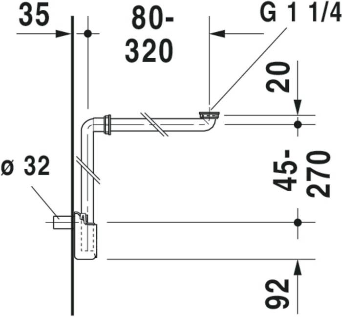 Duravit Raumsparsiphon weiß, 1 1/4Zoll-3