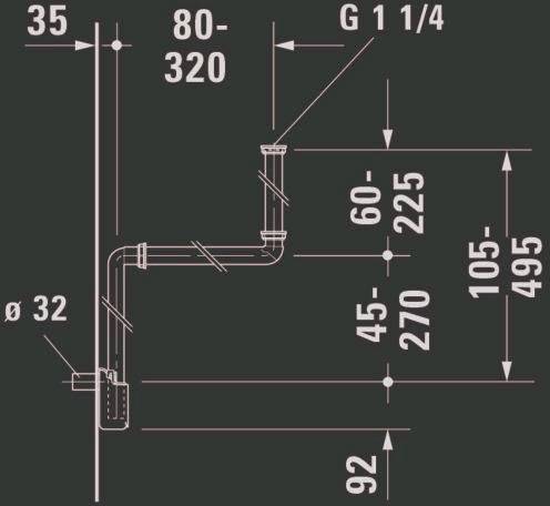 Duravit Raumsparsiphon weiß, 1 1/4Zoll-4