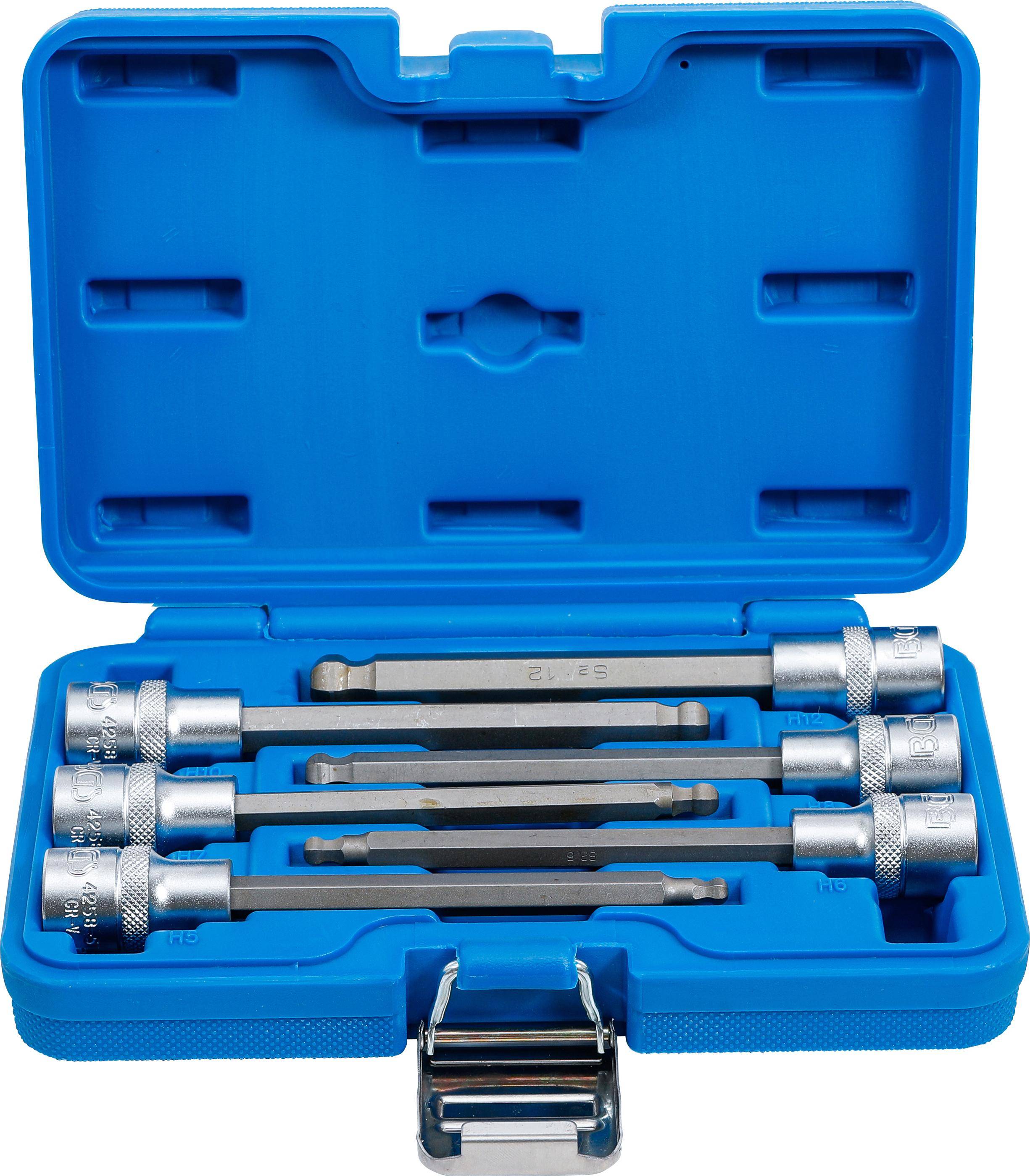 Bit-Einsatz-Satz Antrieb Innenvierkant 12,5 mm (1/2") Innensechskant mit Kugelkopf 5 - 12 mm 6-tlg.-0