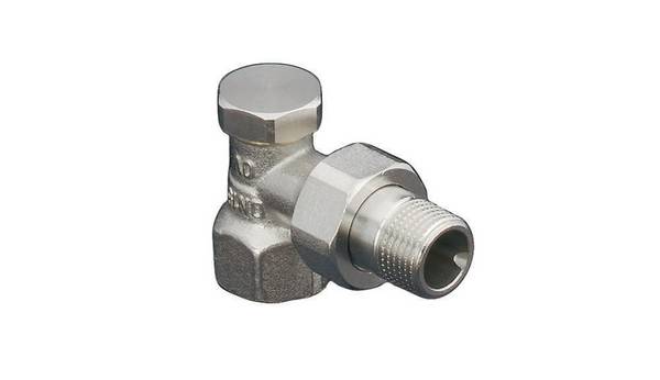 Oventrop Combi 2 Heizkörperverschraubung DN 10, 3/8", PN Eckausführung, Messing vernickelt, 1091061