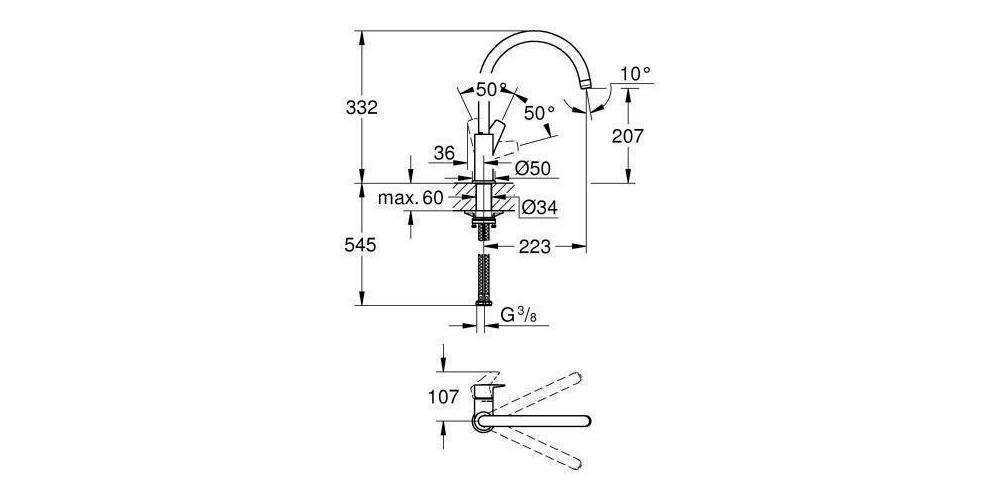 GROHE Einhand-Spültischarmatur BAUEDGE 1/2Zoll ho Ala chr-3