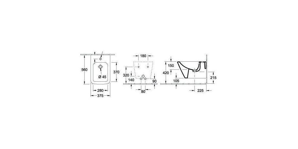 Villeroy & Boch V&B Wand-Bidet FINION 375x560mm, mit ÜL stone white C+-4