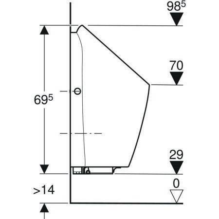 GE Preda Urinal, mit integr. Strg., Netz Zulauf hinten, weiß-1