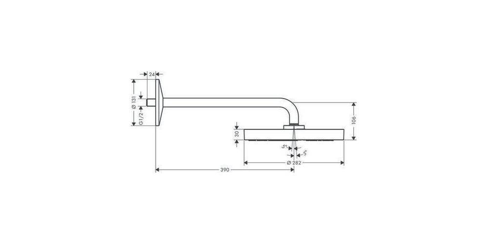 Kopfbrause AXOR ONE 280 1jet mit Brausearm chrom-1