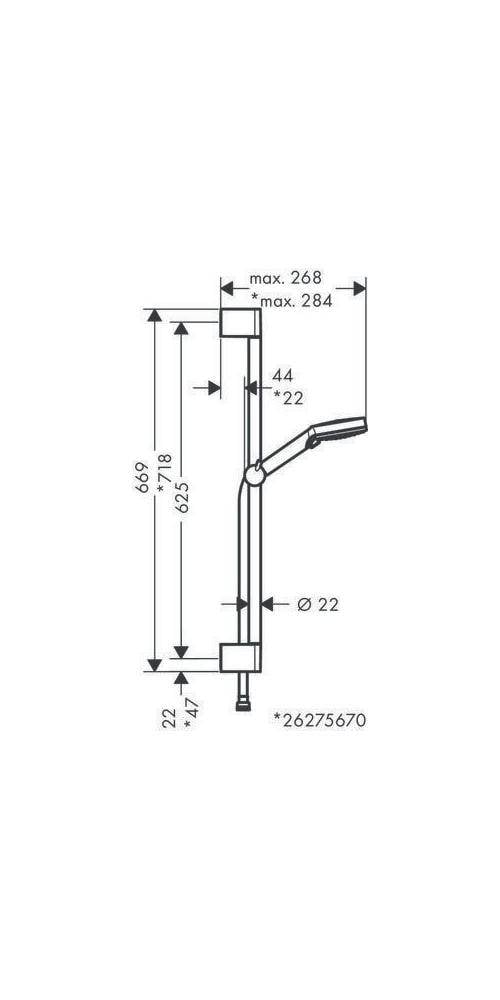 hansgrohe Vernis Blend Brauseset 100mm Vario mit Brausestange Crometta 650mm 15,2l/min Chrom-1