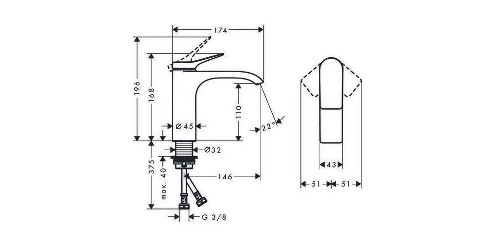 hansgrohe HG EH-WT-MI VIVENIS 110 ohne Ablaufgarnitur chrom-1