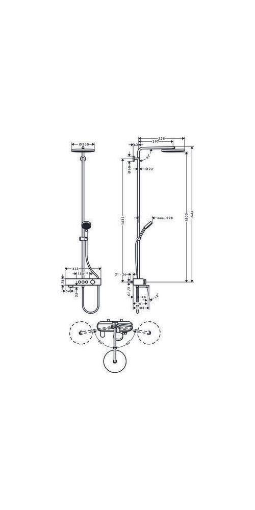 hansgrohe HG Showerpipe PULSIFY 260 1jet m Wannentherm EcoSmart-1