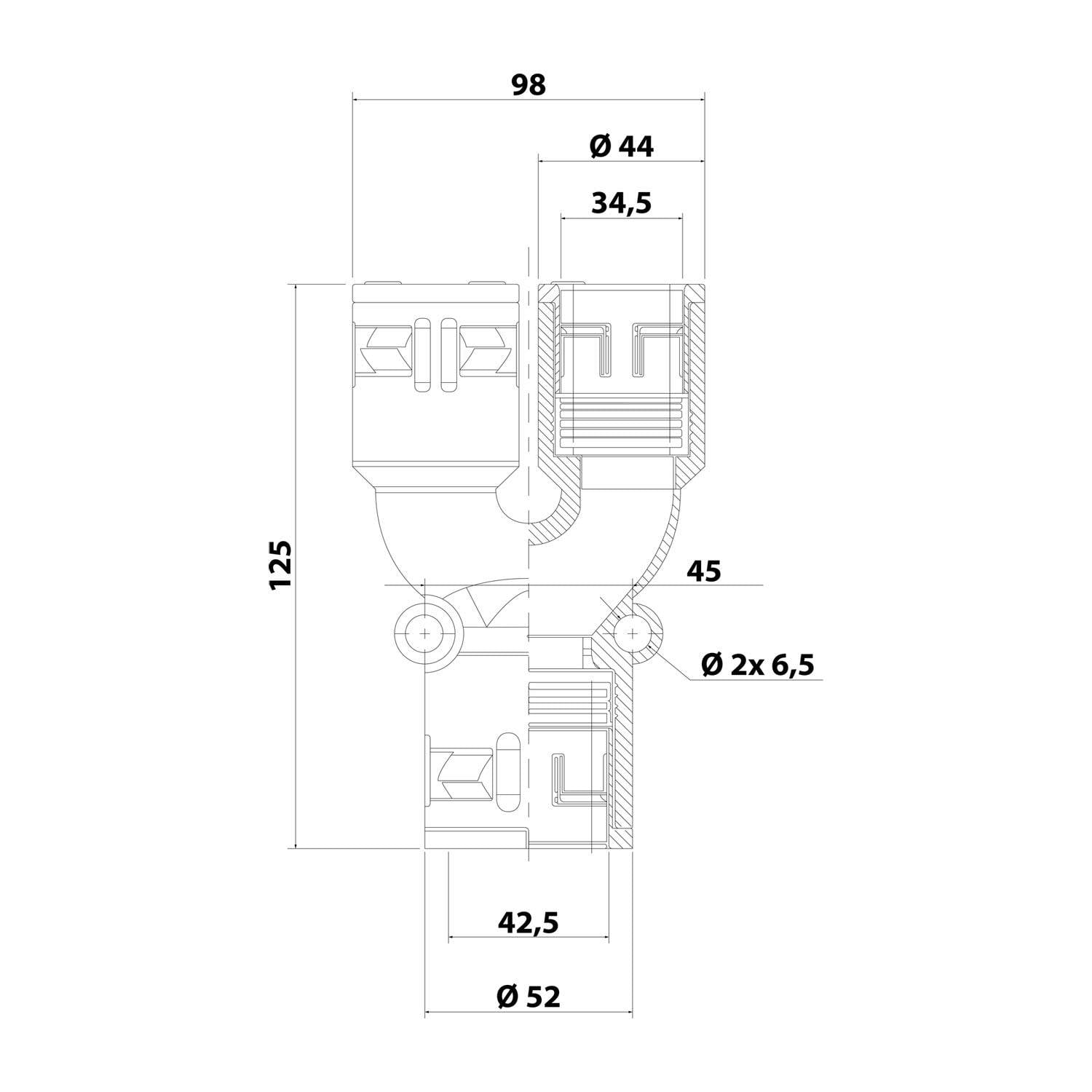 FLEXA FY42 34-34 Schnellverschraubung Y-Verteiler PA für Schlauch-Außendurchmesser 1x42,5mm + 2x34,5mm hochdichtend-2