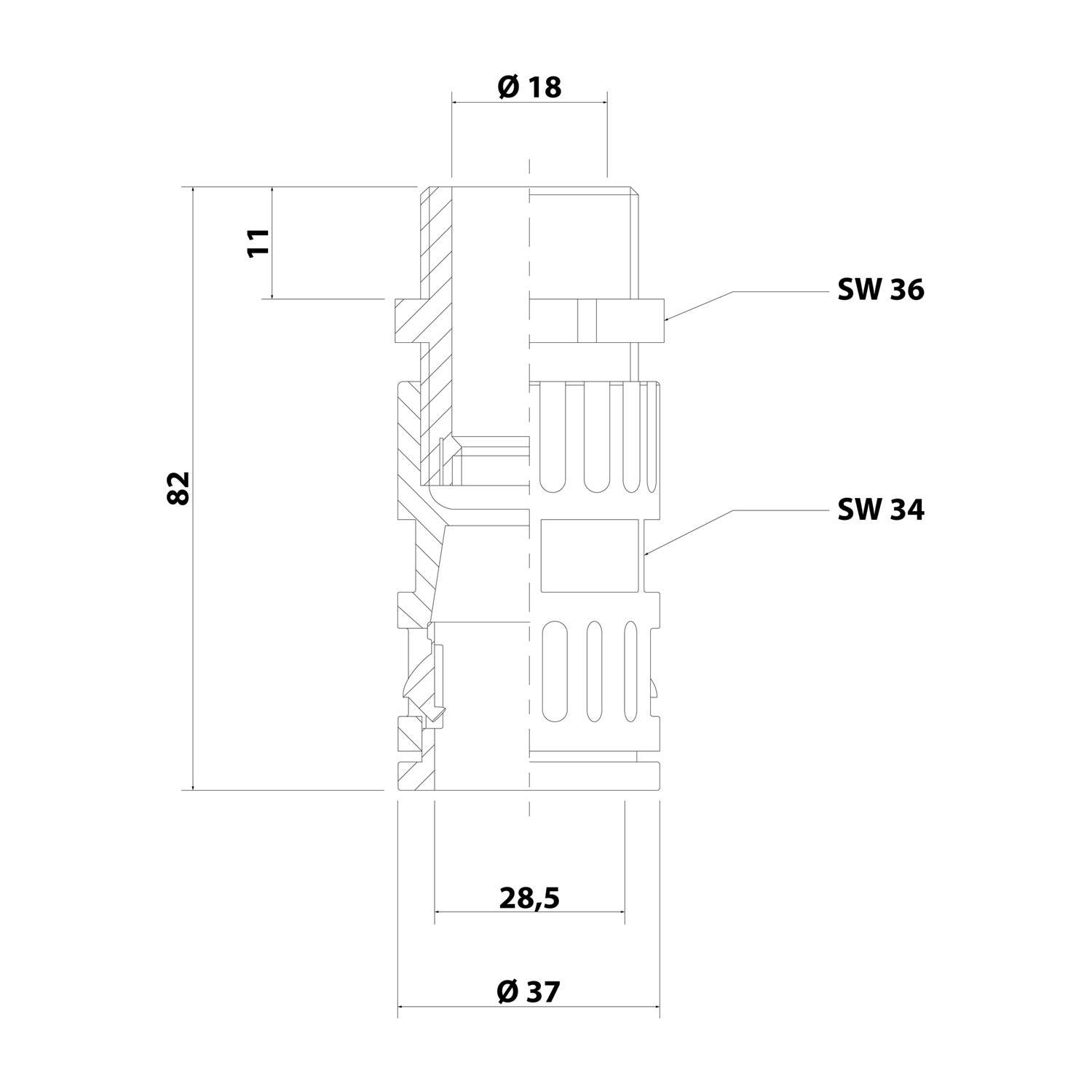 FLEXA FVGZ M32/28 Schnellverschraubung gerade Gewinde M32x1,5 für Schlauch-Außendurchmesser 28,5mm konisch dichtend mit-2