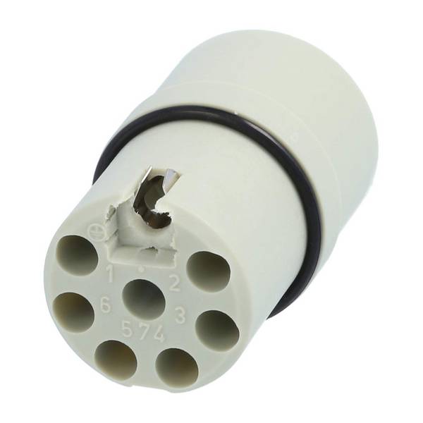 HARTING R15 Crimp-Kontakteinsatz Stift Crimpanschluss, Polzahl 7+PE 250V, 10A, Farbe kieselgrau RAL 7032 - 1 Stück