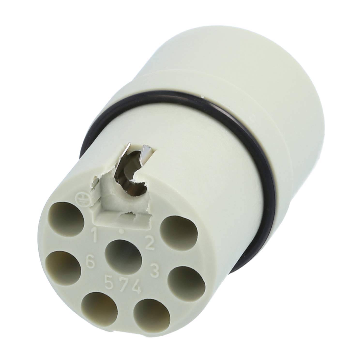 HARTING R15 Crimp-Kontakteinsatz Stift Crimpanschluss, Polzahl 7+PE 250V, 10A, Farbe kieselgrau RAL 7032 - 1 Stück-0