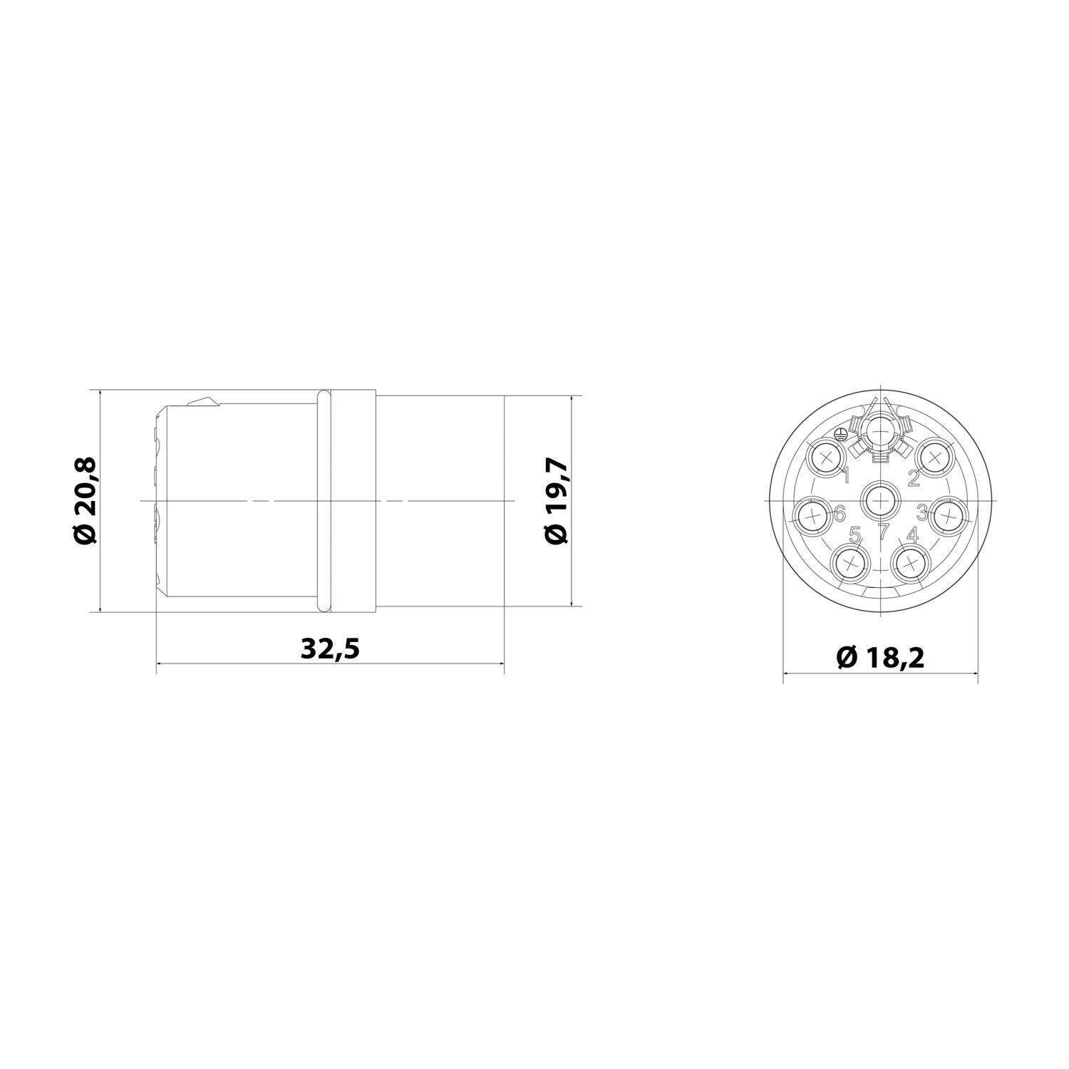 HARTING R15 Crimp-Kontakteinsatz Stift Crimpanschluss, Polzahl 7+PE 250V, 10A, Farbe kieselgrau RAL 7032 - 1 Stück-2