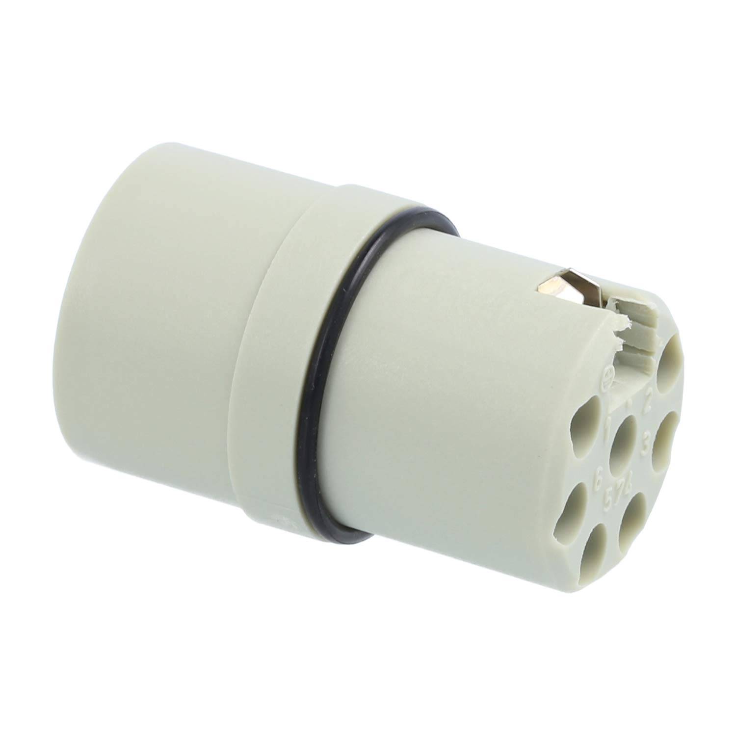 HARTING R15 Crimp-Kontakteinsatz Stift Crimpanschluss, Polzahl 7+PE 250V, 10A, Farbe kieselgrau RAL 7032 - 1 Stück-4