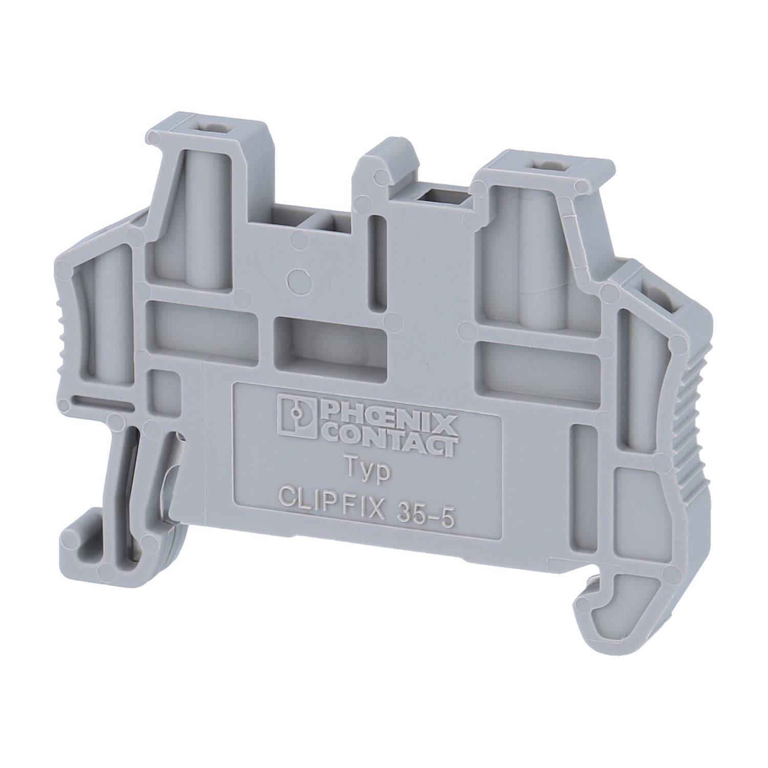 Phoenix Contact Endhalter Clipfix 35-5 Farbe grau, Werkstoff Polyamid (PA) Montageart NS 35/7,5, NS 35/15 - 1 Stück-0