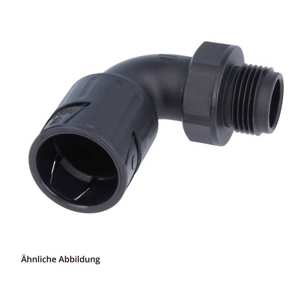 FLEXA RQLB1 90-M Schnellverschraubung 90 Grad Bogen Gewinde M25x1,5 für Schlauch-Außendurchmesser 21,2mm konisch