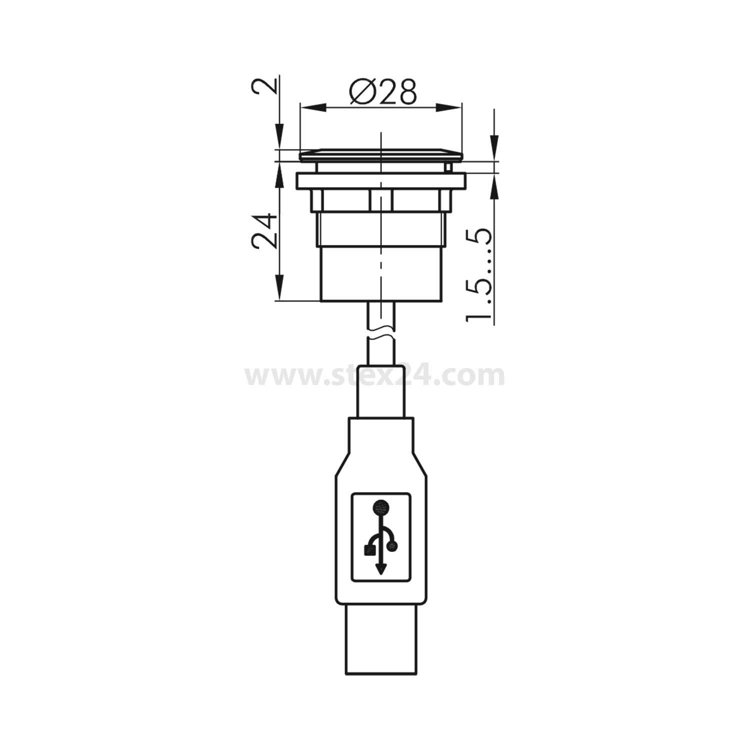 Georg Schlegel USB-Buchse A/A, mit Kabel silberfarben twin rund, RONTRON-R-JUWEL Buchse/Kabel-SteckerBauform Seite 1:-1