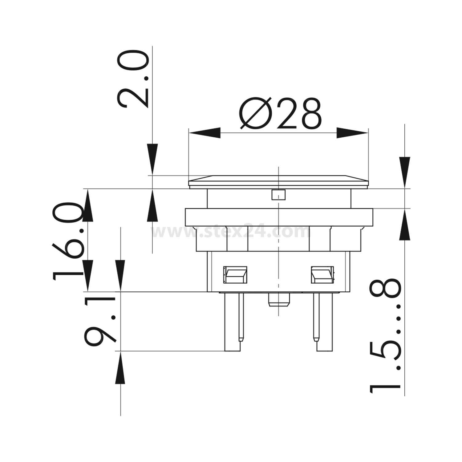 Georg Schlegel Drucktaste mit Ringbeleuchtung, 1S beleuchtbar, rund, SHORTRON Flachstecker 2,8mm x 0,8mm - 1 Stück-1