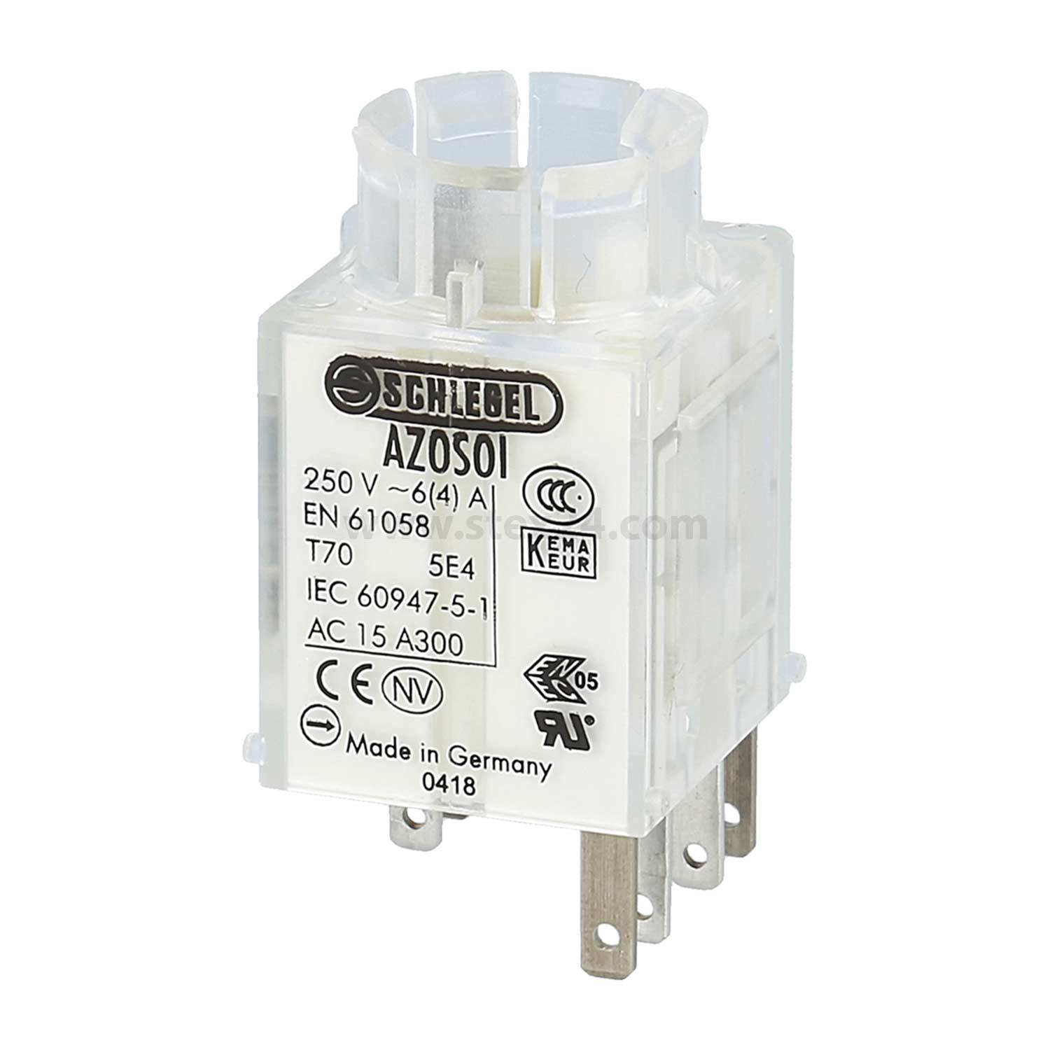 Georg Schlegel Tastkontaktgeber Not-Halt selbstüberwachend, 2Ö + 1S Kontaktgeber AZ Flachstecker 2,8mm x 0,8mm - 1-0