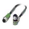 Phoenix Contact M12/M12 Verbindungsleitung mit LED 1xStift/1xBuchse gerade/gewink. 3/3-pol. A-Kodierung, 24V, 4A,