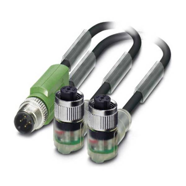 Phoenix Contact 1669068, M12/M12/M12 Verteilerkabel mit LED 1xStift/2xBuchse