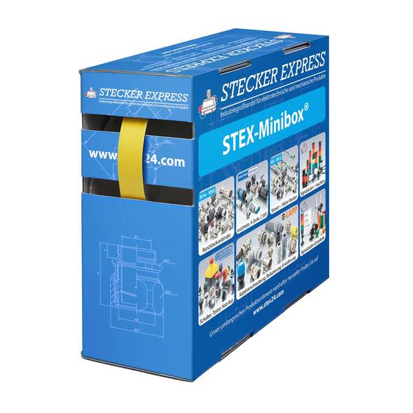 STEX24 Schrumpfschlauch 2:1, Minibox mit 11,0m, gelb 9,5/4,8mm, 3/8 Zoll, WSB2 Schrumpftemperatur mind. 110°C,