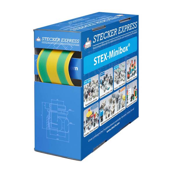 STEX24 Schrumpfschlauch 2:1, Minibox mit 1,4m, grün/gelb 32,0/16,0mm, 1 1/4 Zoll, WSB2 Schrumpftemperatur mind. 110°C,